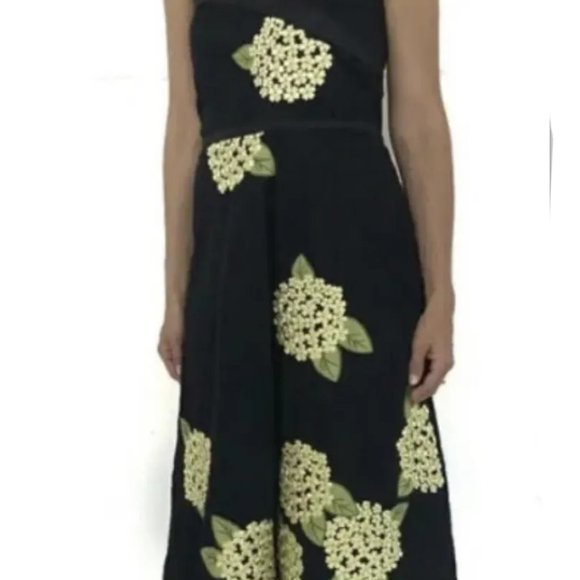 Anthropologie Odille Hydrangea Embroidered Midi Dress 4 S - Picture 1 of 4